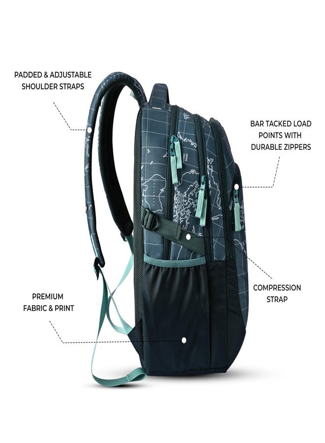 Gear Globe Trotter 4 Compartment Backpack 19"/40L Large Water Resistant School Bag/Casual 4 Compartment Backpack/Daypack/Kids Bag for Boys/Girls (Green-Mint) - Image 3